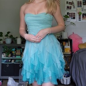 Teeze Me Ombre Glitter Ruffle Mini Dress